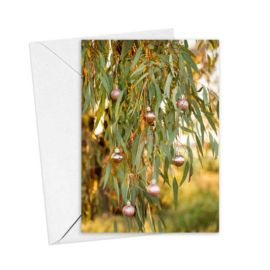 Christmas Pink Baubles greeting card